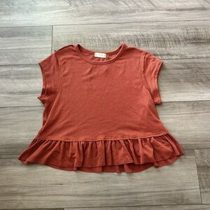 Ruffle Hem Rust Top